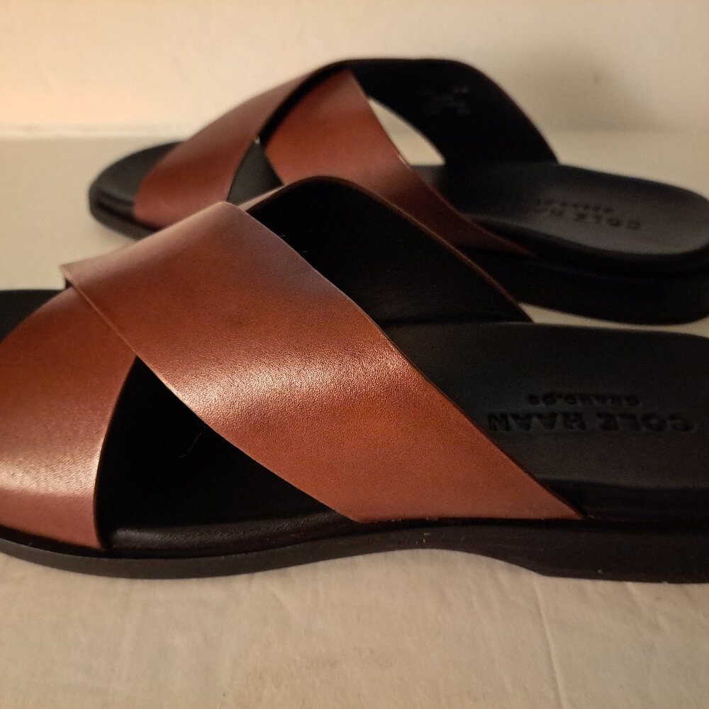 Mens Woodbury Brown Cole Haan Nantucket Cross Strap Sandals Size 10